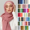 1-61 colors Pleated Plain Hijab Scarf Bubble Solid Muslim Turban Wrinkle Women Scarves Veil Ripple Hijab Scarf Shawl Headscarf 1