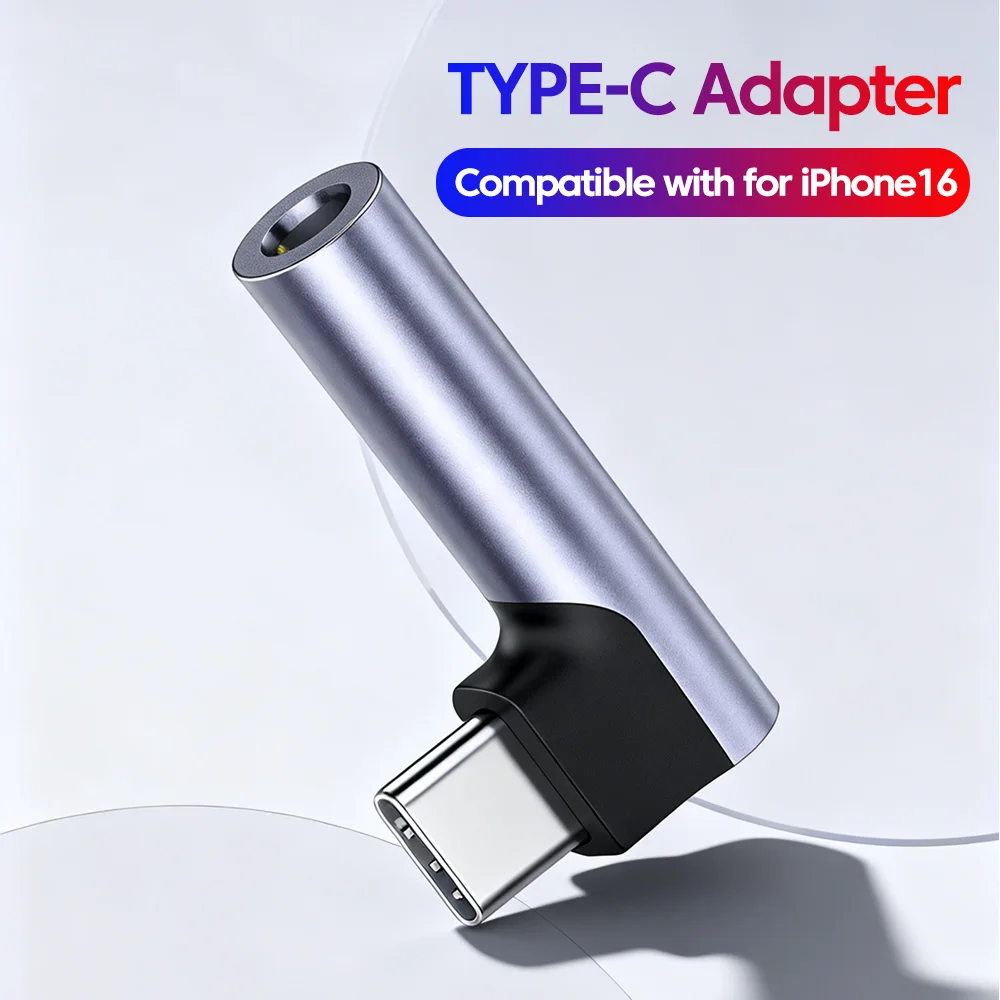 Elbow Type C to 3.5mm Jack Audio Adapter Headphone Adapter Supports Voice Calls USB C Adapter For Iphone 17 16 15 Samsung Huawei
