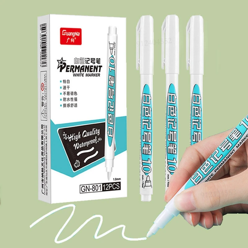 

Haile 1/2/3Pcs White Marker Pens 1.0mm Oily Waterproof Permanent DIY Tyre Tread Graffiti Markers School Stationery Supplies