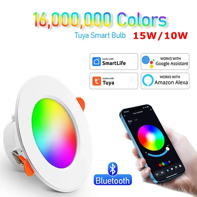

Tuya Dimmable Downlight Bluetooth-compatible LED Colorful Downlight Mobile Phone Control Timed Lightweight for Alexa Google Home