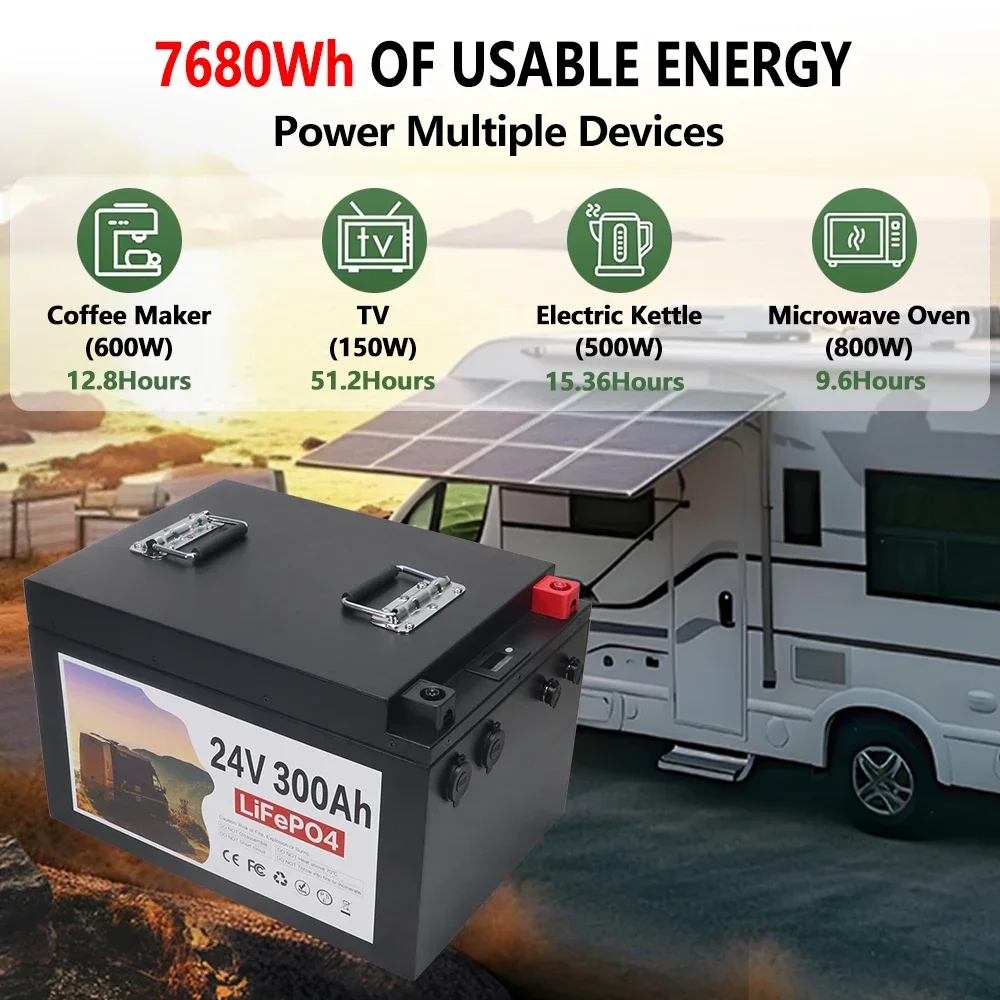 12V 24V 100Ah 200Ah 300AH 500AH 600AH LiFePO4 Battery Built-in BMS Lithium Iron Phosphate Cells For RV Campers Golf Cart Solar 5