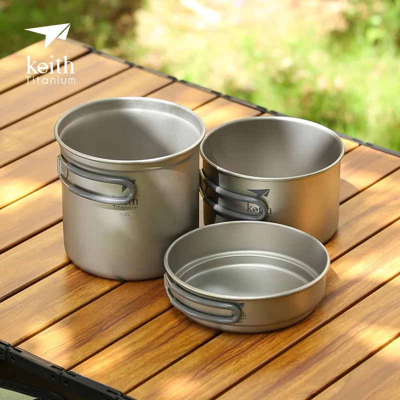 Keith Ti6014 Outdoor Portable Titanium Pot Set Camping Hiking Picnic Stove Mountaineering Cookware