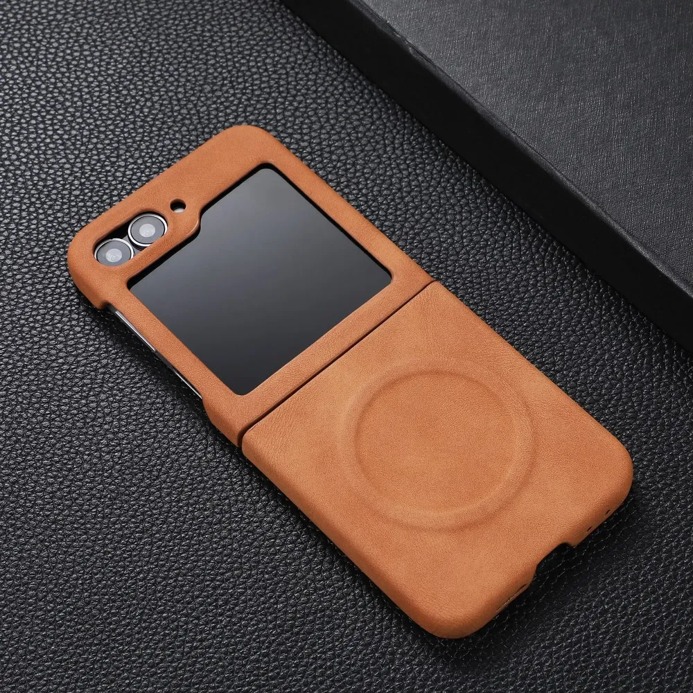 Luxury Faux Leather Magnetic Shockproof Case with Wireless Charging