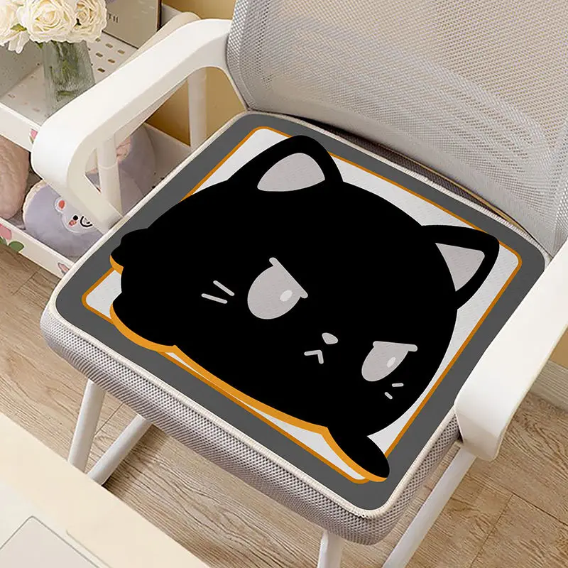 

Summer Ice Silk Chair Cushion Cartoon Kitten Summer Breathable Cushion Chair Office Home Student Cushion Stool Cushion