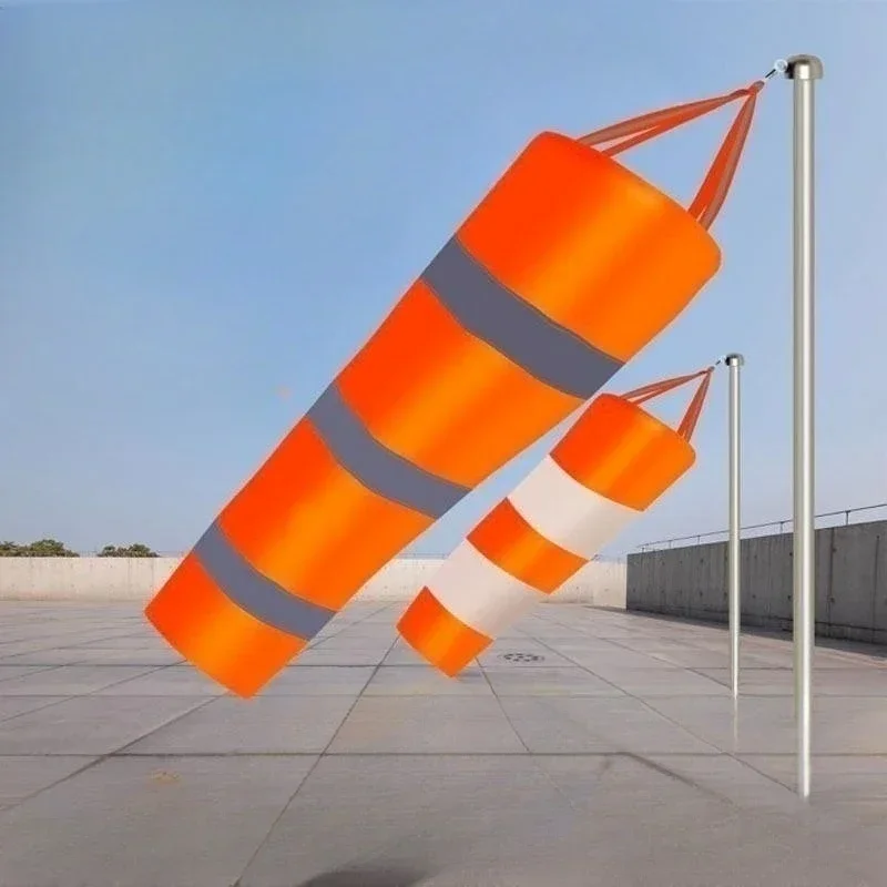Windsock Outdoor Wind Direction Measurement Reflective 60/80/100cm Belt Rip-stop Weather Vane for Airport Aviation Garden Farm