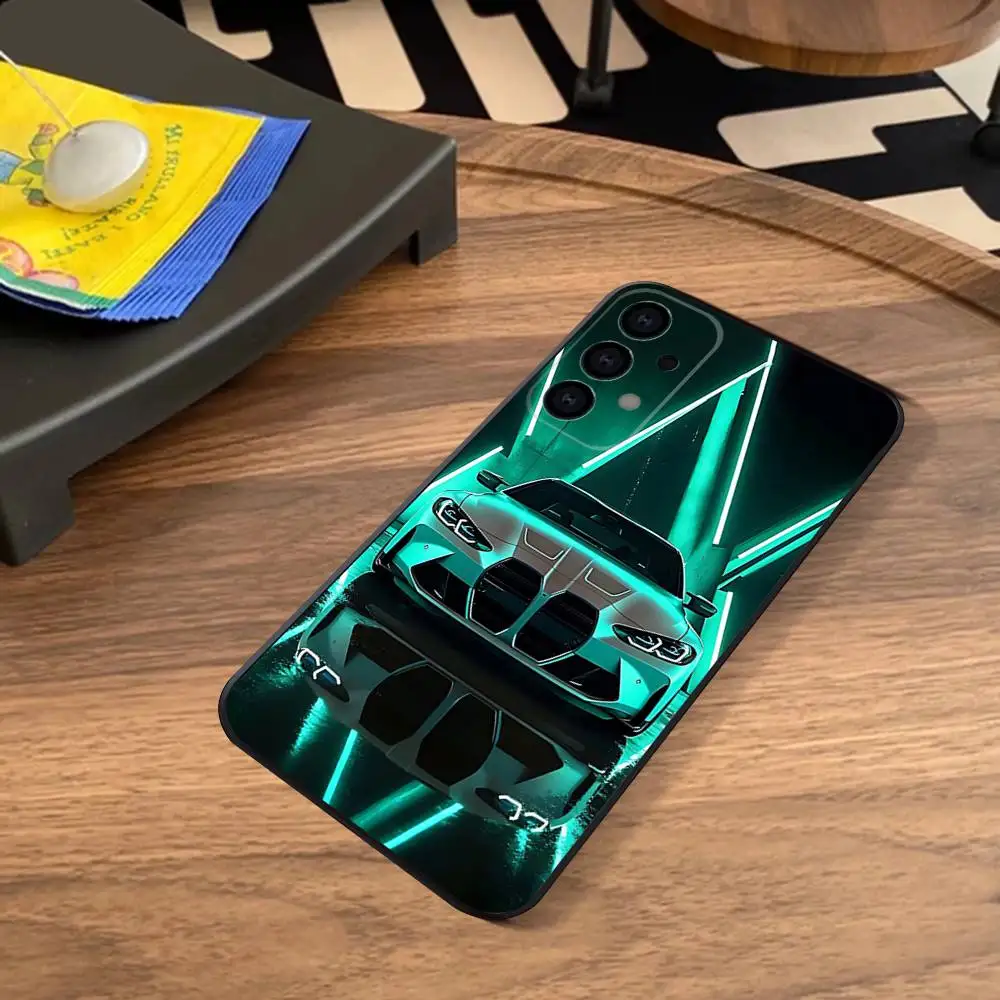 Monochrome Car-Themed Phone Case - Sleek Black and White Design
