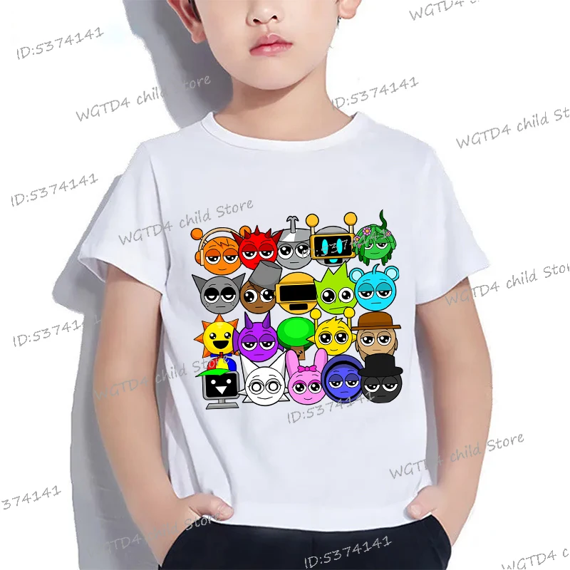 Sprunki T-shirt For Boys Girls Fashion Kids Tees Cute Game Figure Tshirt Summer Short Sleeve Anime Tops Sprunki T Shirt Gifts 2