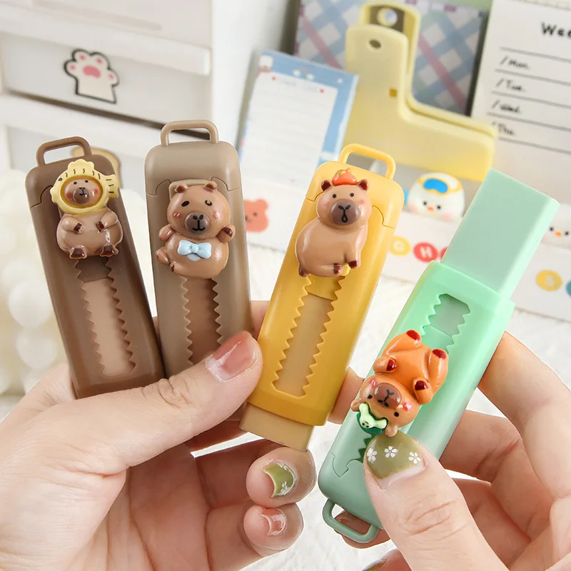 1/4Pcs Push Pull Kapibala Capybara Eraser School Supplies
