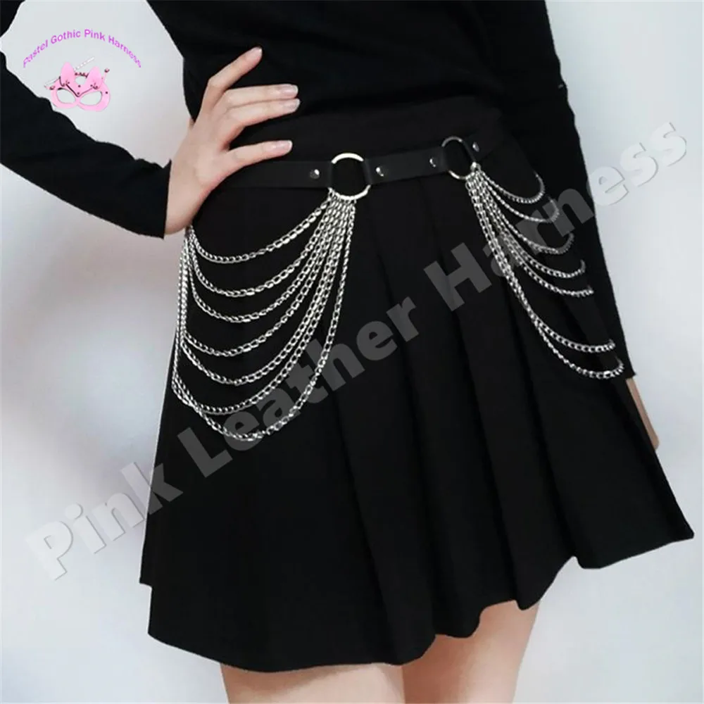 

Punk Rock Leg Chain Women's Pu Shoulder Strap Garte Waist Chain Jeans Hip-hop Pants Shoulder Strap Belt Jewelry Y2k Accessories