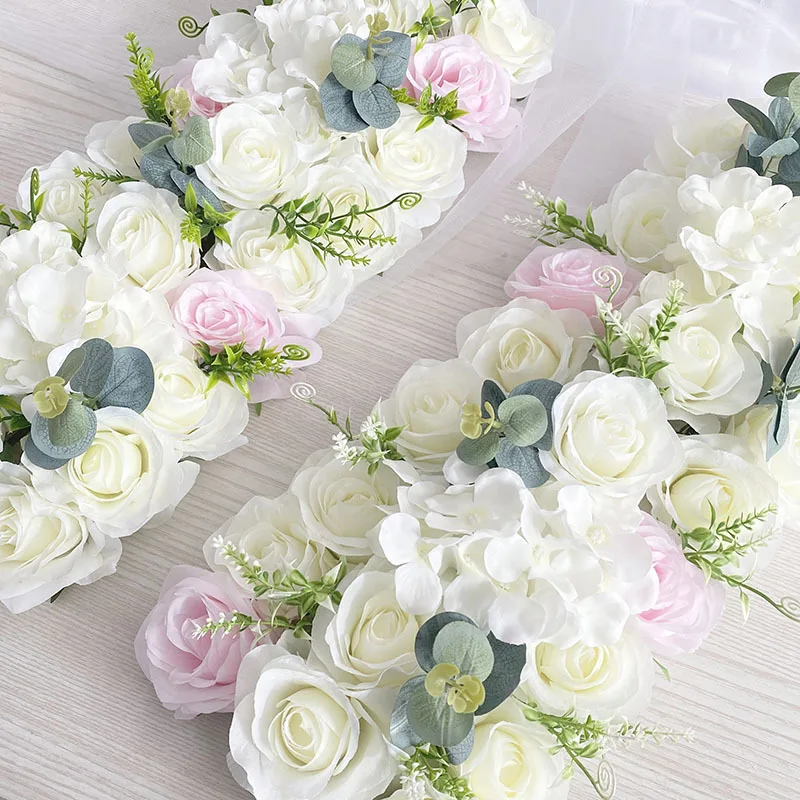 

Wedding Road Cited Flowers Silk Rose Peony Hydrangea DIY Arched Door Flower Row Window T Station Wedding Desktop Decoration 50cm