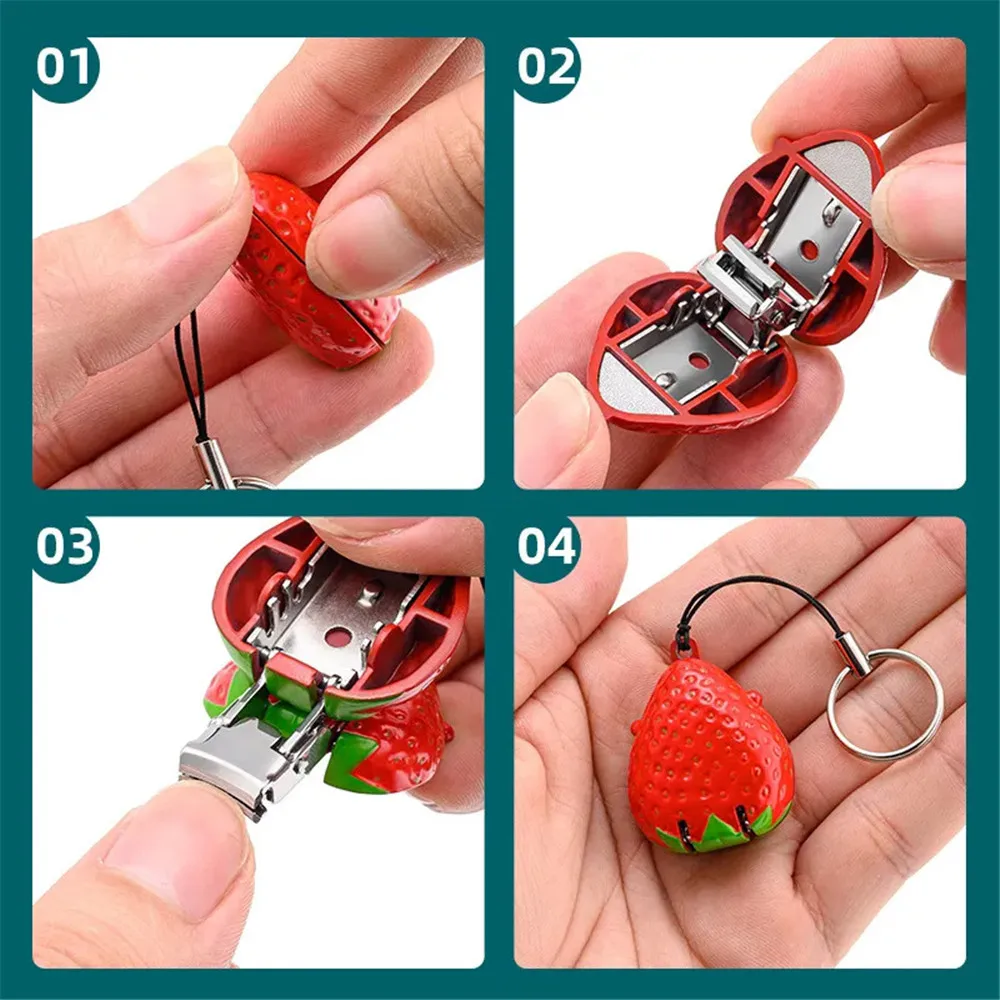 Nail Clippers Fruits Strawberries Nail Clippers Folding Nail Clippers High End Nail Clippers Portable Manicure Tools Key Fob 6