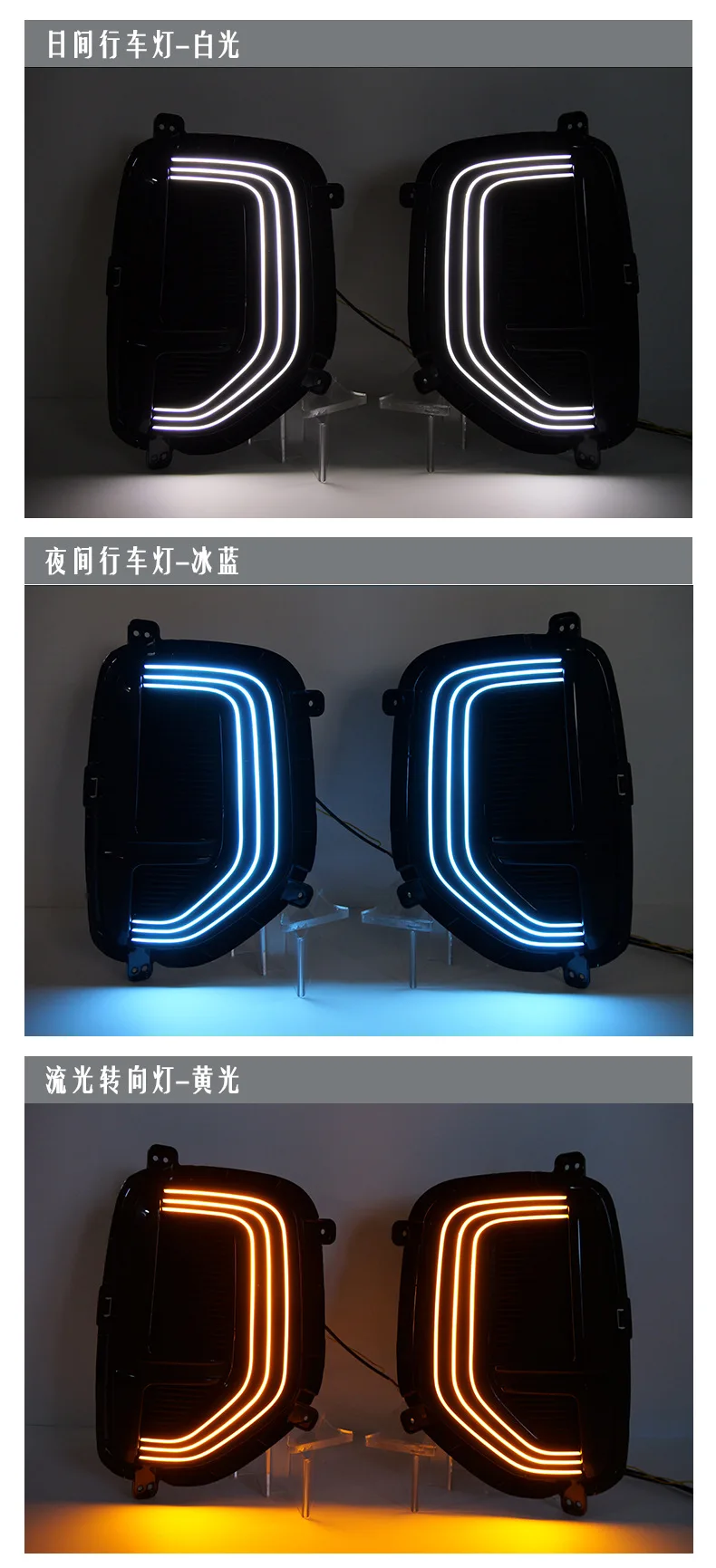 For Chery Tiggo 8L 2024 2025 2026 Car Led Daytime Running Light DRL Dynamic Turn Signal Night Ice Blue Front Fog Light Modified detail image 5