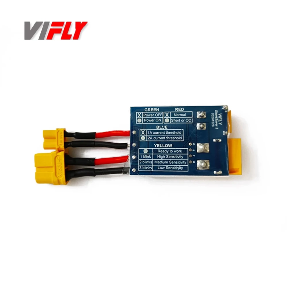 VIFLY Shortsaver2 X30/XT60 Crossover Aircraft Защита от короткого замыкания с фиксированным крылом и светодиодным индикатором Дымовая пробка для авиации thumbnail 6
