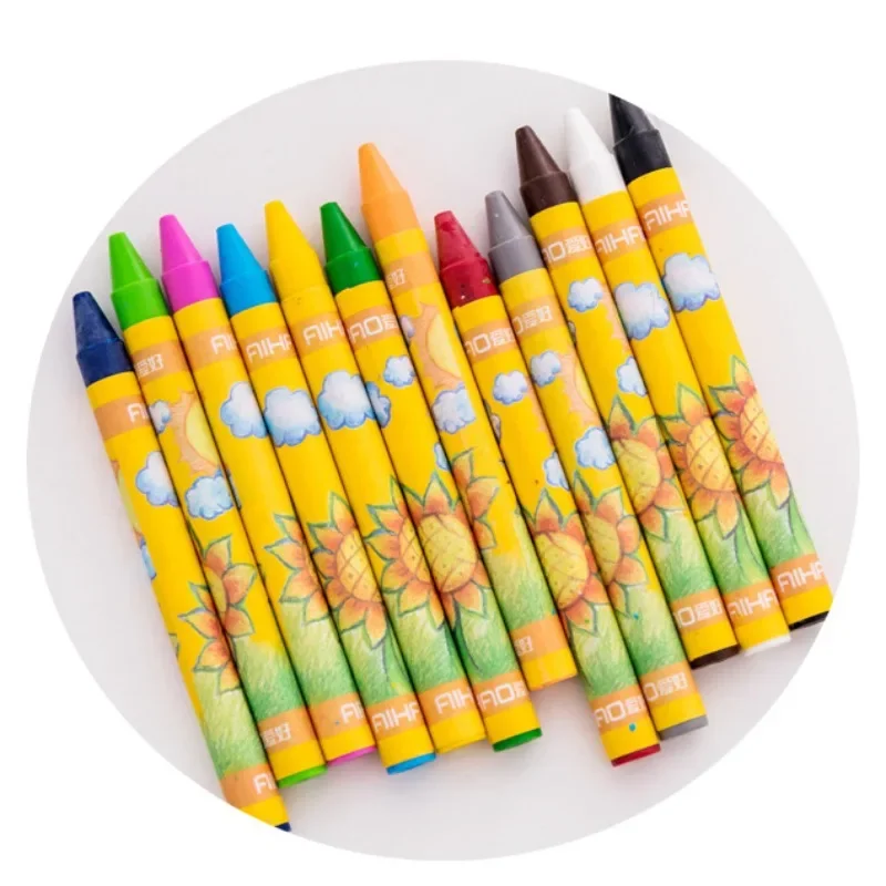 12 Colors Non-Toxic Crayon Oil Painting Stick Kids Student Pastel Pencils for Drawing