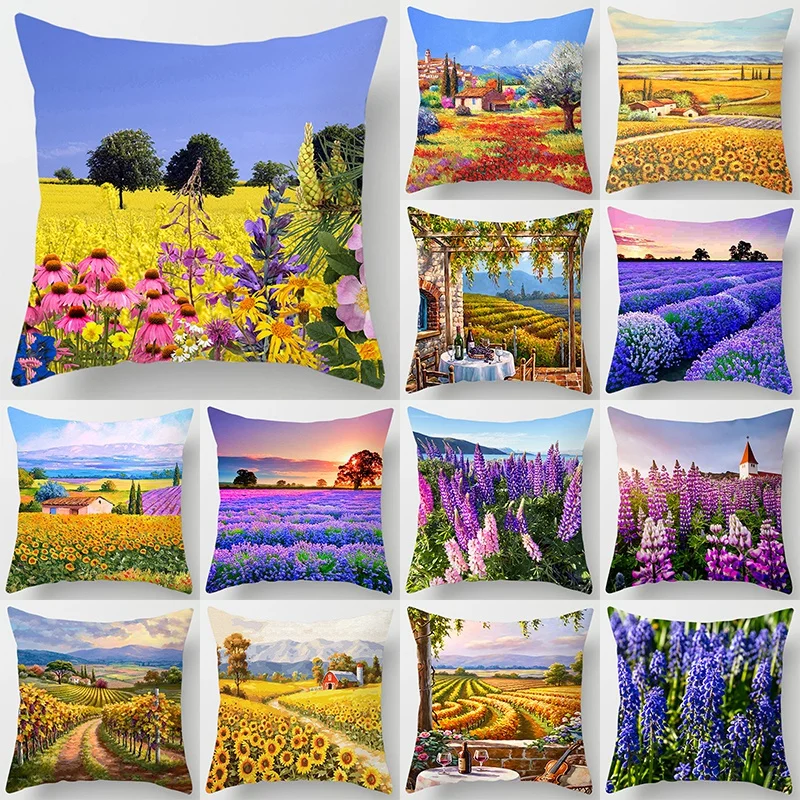 

Bedroom Living Room Decor Lavender Pattern Car Sofa Cushion Cover Pillowcase Fashion Classic