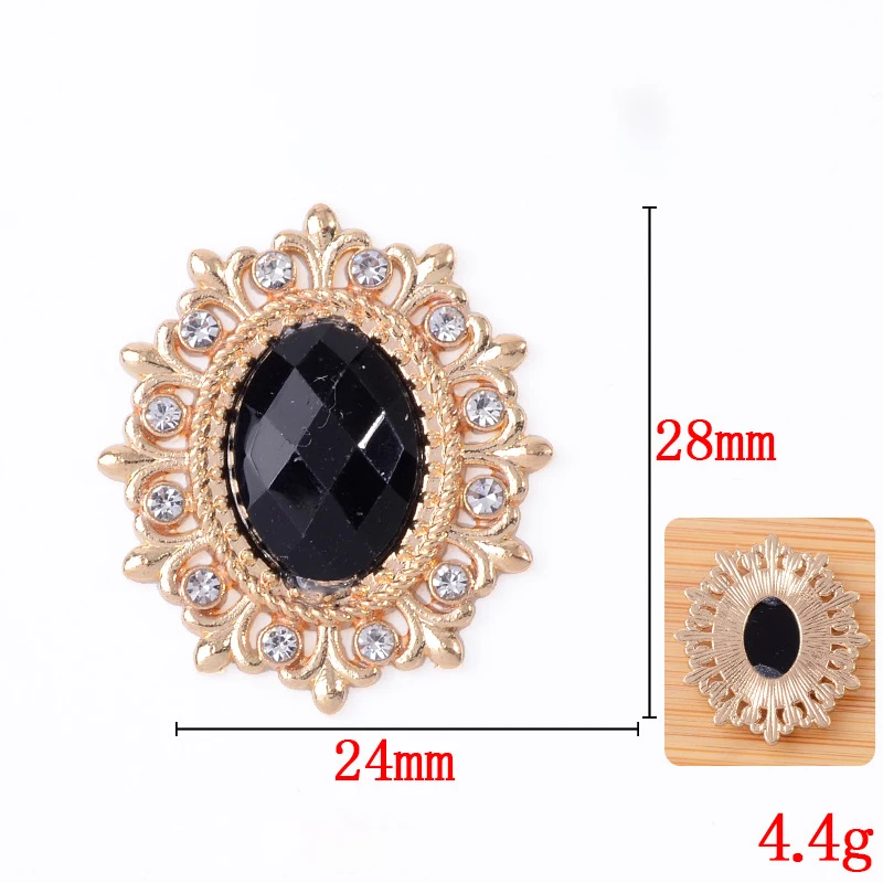 Gold Alloy Decorative Acrylic Buttons, 10PCS - Ideal for Clothing, Packaging, and Hair Accessories