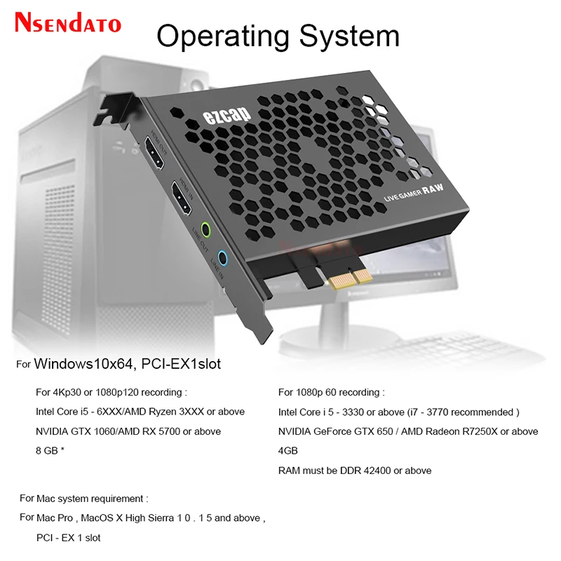 ezcap 324B PCIE HDMI video Game board capture Card switch Loop 4k 30fps HDMI Video capture TV Tuner Recording for Laptop PC