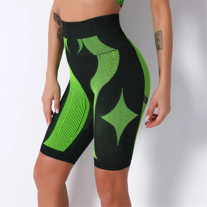 

2020 High Waist Gym Seamless Short Leggings Womens Fitness Clothing Push-Up Hips Gym Workout 1/2 Length Sports Leggings