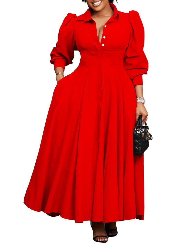 Wmstar Dress Women Casual Button Long Sleeve Dresses Fashion Streetwear Big Swing New Spring Clothes Wholesale Dropshipping