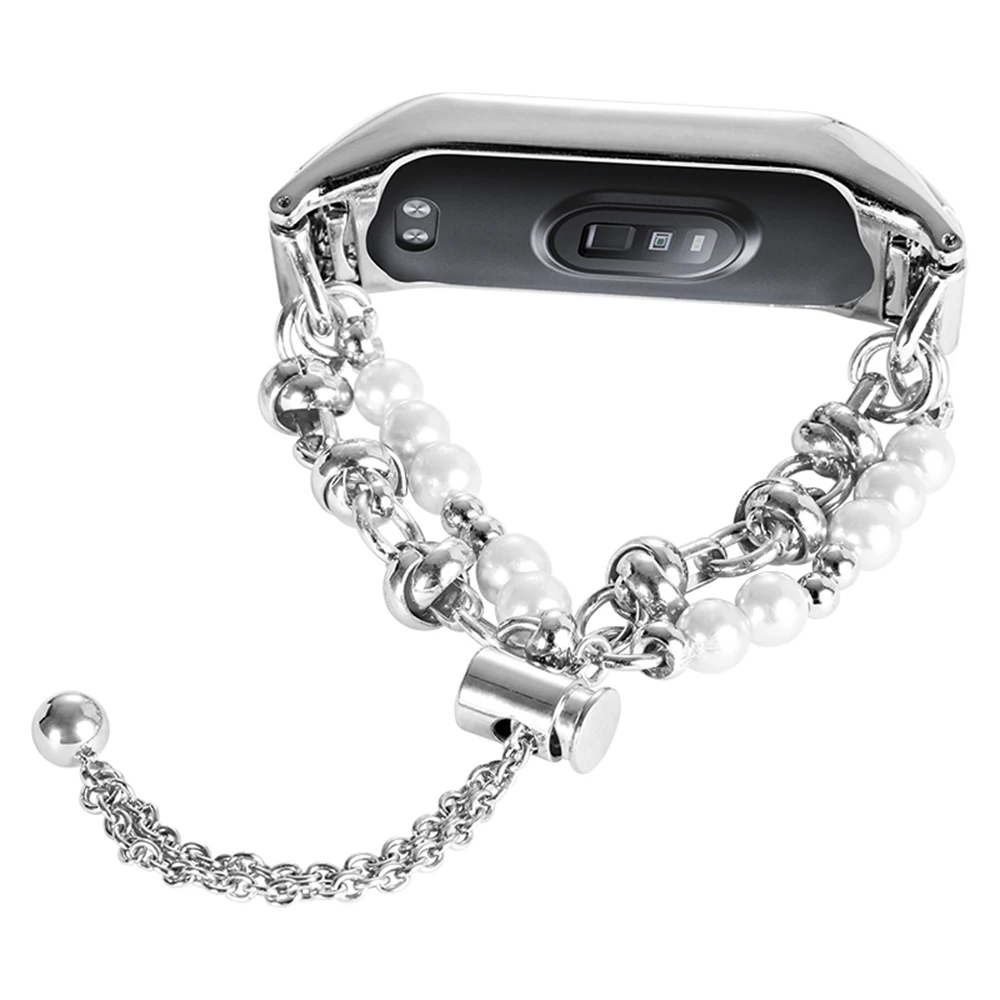 Elegant Blue Alloy Chain Wristband Bracelet - Metal Smart Band Accessory