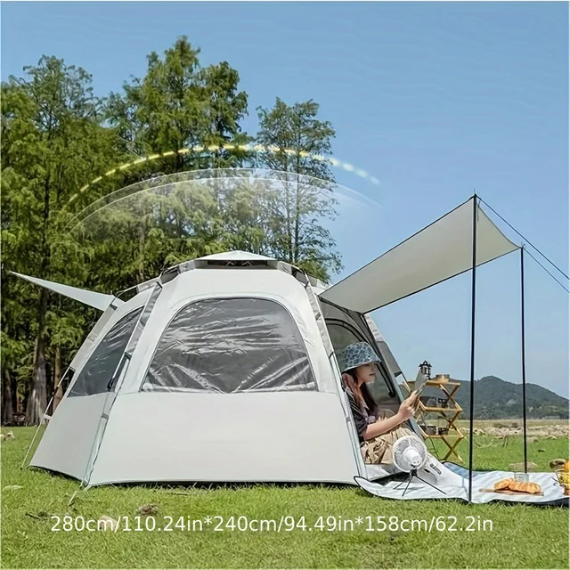 Camping pop up tents waterproof Portable Windproof tents for camping 4 person family tent with Skylight,Upgraded Large Size 1