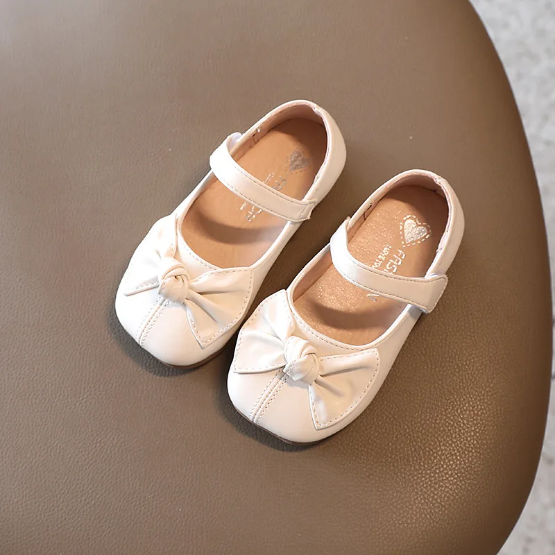 Autumn Fashion Chic Sweet Bowtie Princess Soft Comfortable Elegant Leather Dress Shoes for Girls leather shoes girls shoes
