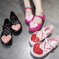 Mini Melissa New Style Valentine's Day Children Summer Roma Sandals Heart Design Girl Fashion LOVE Jelly Shoes Kids Beach Sandal 1