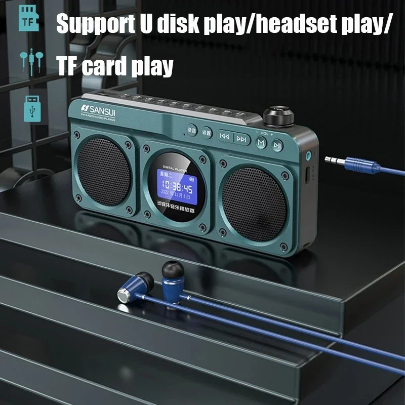 

Двойной динамик, радио, портативный музыкальный плеер со стандартным дисплеем, беспроводная Поддержка Bluetooth, часы, светодиодный динамик