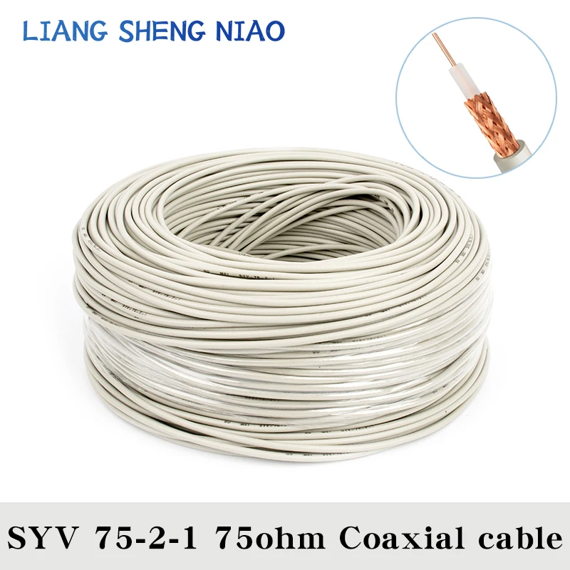 

75ohm Cables Rf radio frequency antenna SYV75-2-1 Coaxial cable Silver plated copper core rf line 75Ω Wireless intercom line