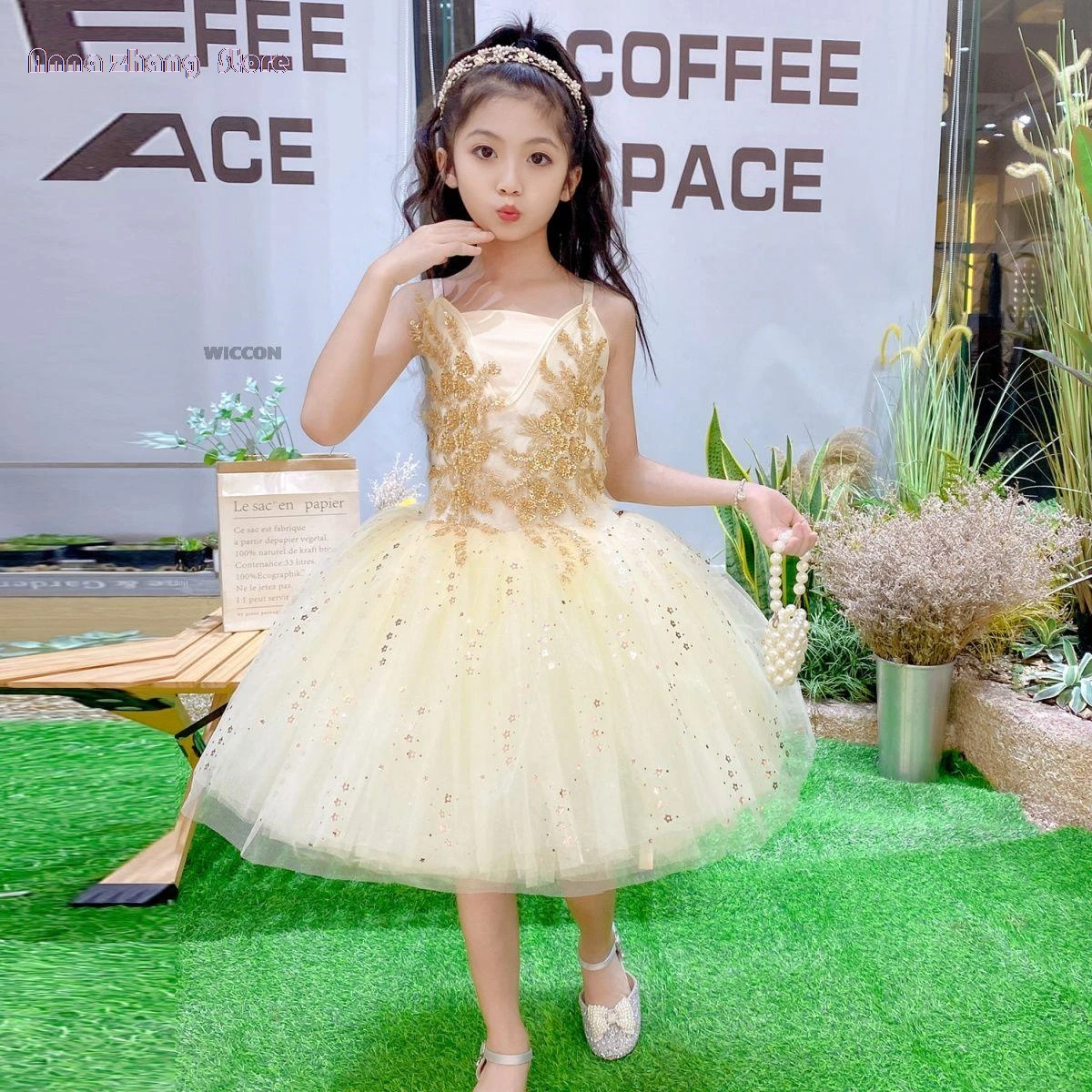 

Новинка 2024, сказочный костюм балерины для выпускного вечера, детское платье с цветами и золотыми блестками, женское балетное платье-пачка