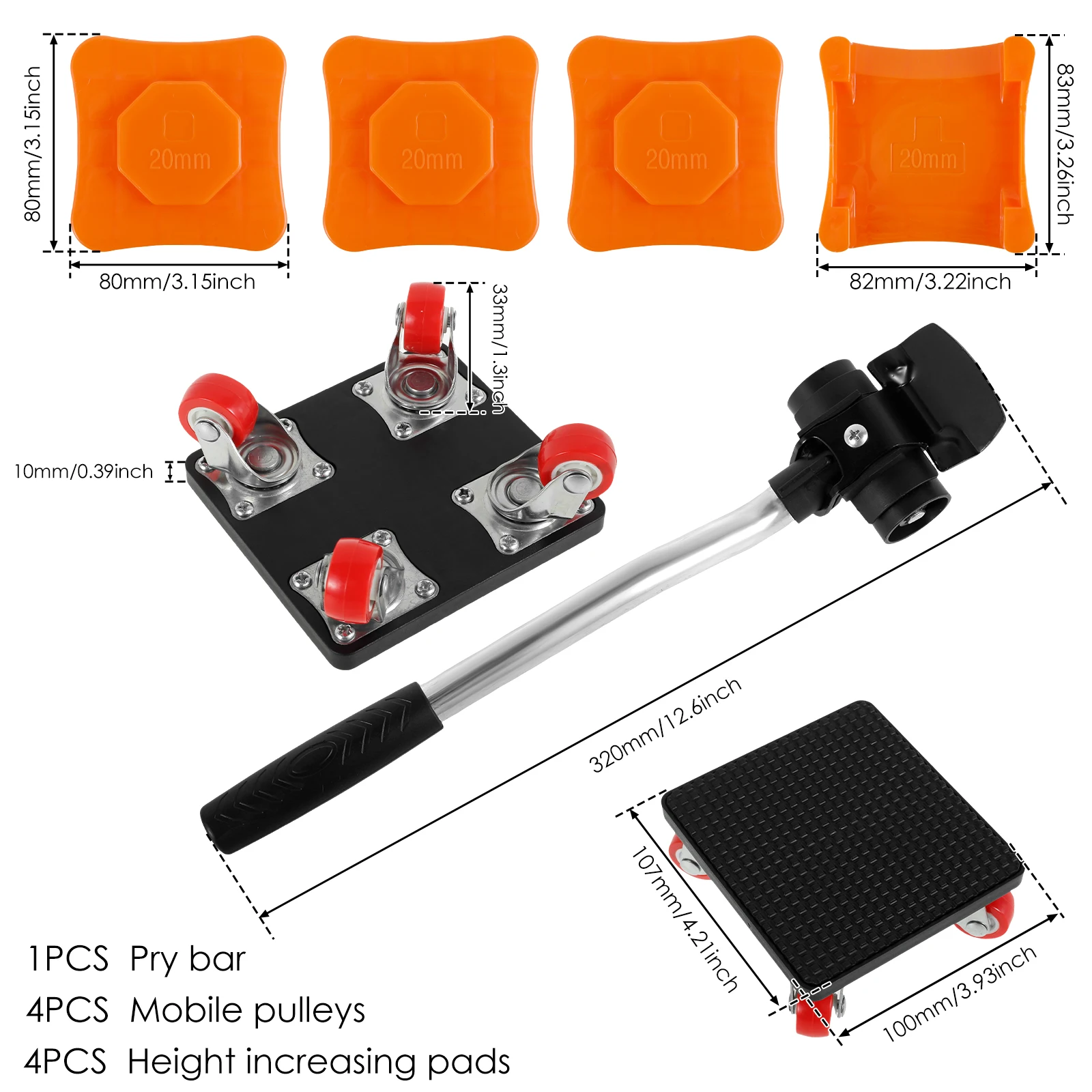 Furniture Lift Mover Tool Set 880LBS 360° Rotatable Heavy Duty Furniture Mover Set Labor-Saving Furniture Dolly and Lifter Tool 3
