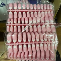 120 faux ongles français carrés moyennement longs en acrylique, à couverture complète, à presser, pour femmes, tailles mixtes 1