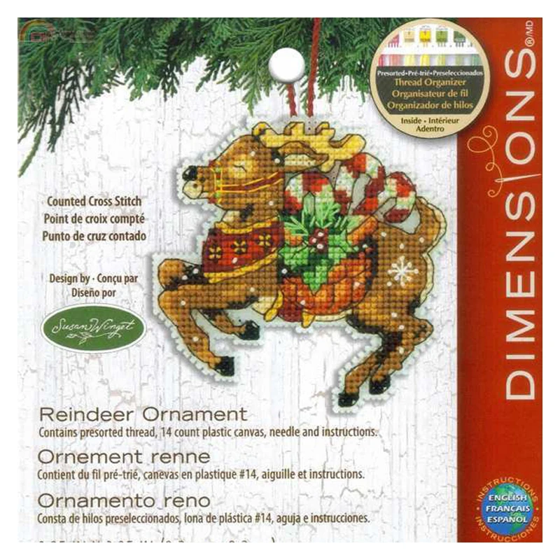 Amishop Counted Cross Stitch Kit Christmas Deer Ornament Tree Ornaments Gift Dim 08916