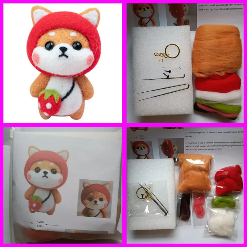 Shiba Inu needle felted wool,merino wool to felting, wool fiber for felting,felt for needle felting, fiber felt felting kit