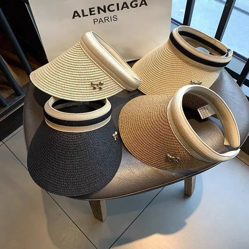 Stylish Ladies Straw Sun Visor Hat With Bee Uv Protection Summer_voghion.com