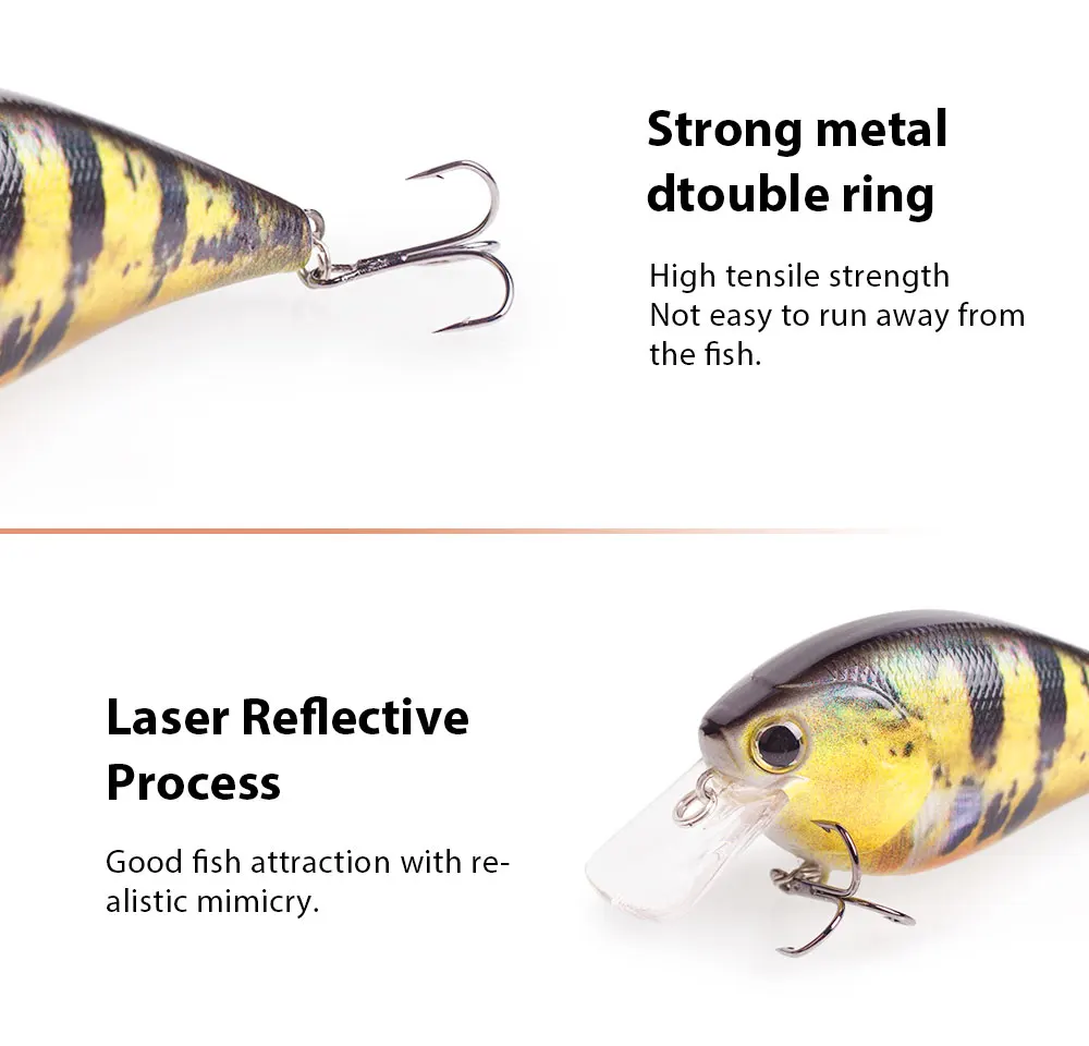 Hanlin 85mm/3,35 Zoll 15g Crankbait Angelköder Schwimmender Oberflächenköder Bass-Köder für Hecht Lebendiger Wobbler Süßwasser-Angelzubehör – Detail 9
