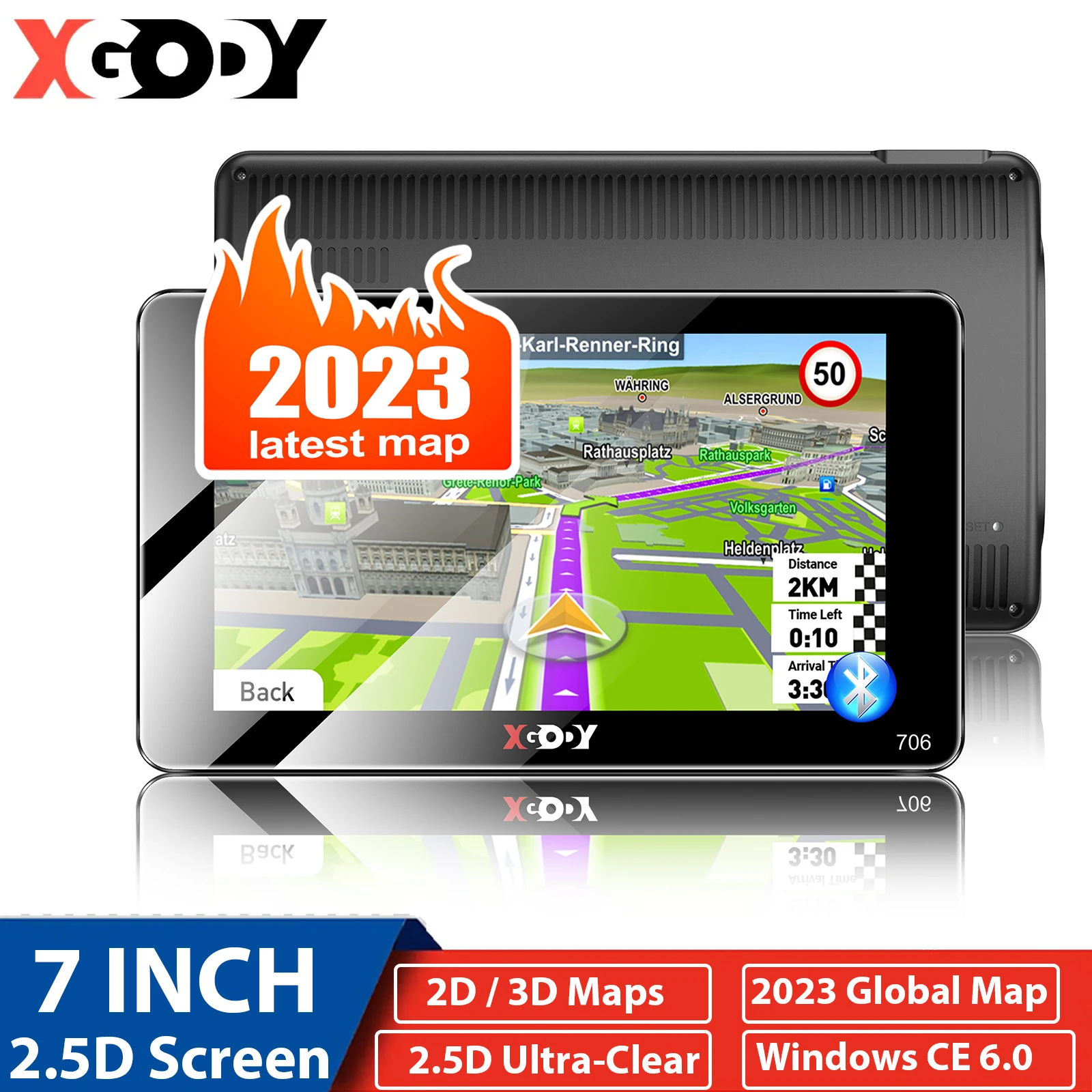 

Автомобильный GPS-навигатор XGODY, 7 дюймов, 2.5D, с закаленным стеклом, 256 м, 8 Гб