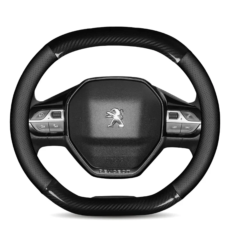

Carbon Fiber Leather Car Steering Wheel Cover Non-slip For Peugeot 3008 4008 5008 2008 e2008 408 2010 - 2015 - 2024 Accessories