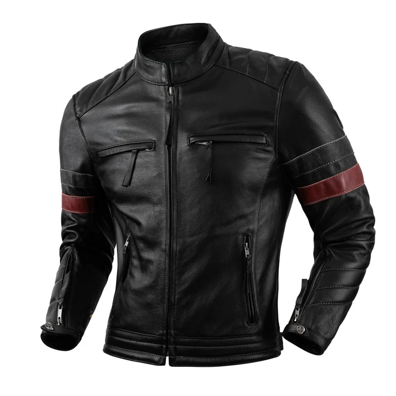 Protectors Motorcycle Jacket Cowhide Leather Jacket Men Natural Genuine
