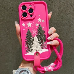 Festive Christmas Tree Soft Phone Case with Hand Wrist Strap and Lanyard Cover - iPhone 12 (1)