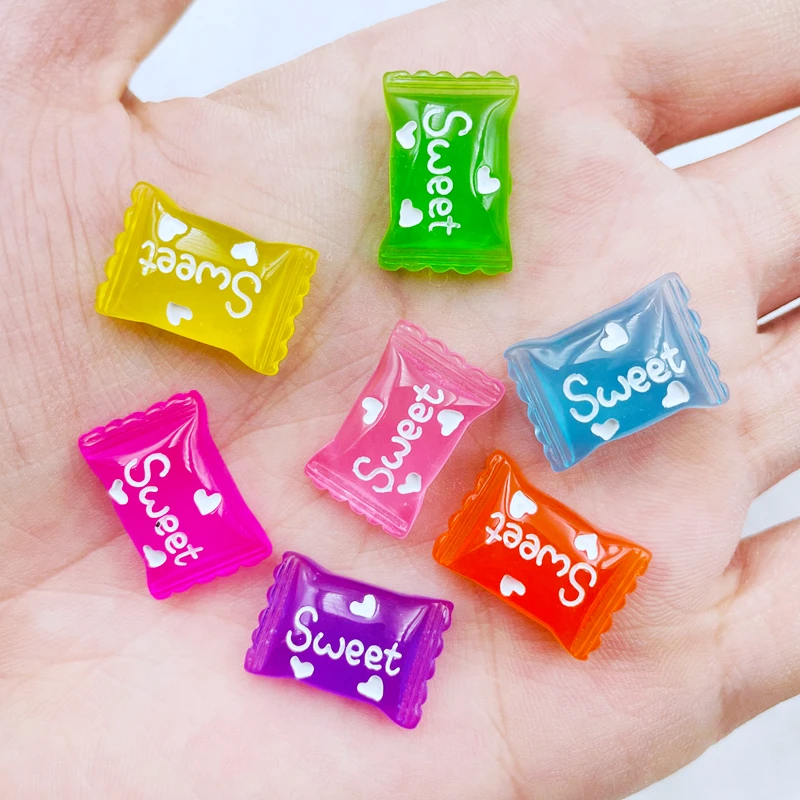

10 Pcs New Cute Cartoon Resin Mini Jelly Candy Flat Back Cabochon Scrapbook Kawaii DIY Charm Embellishments Accessories F96