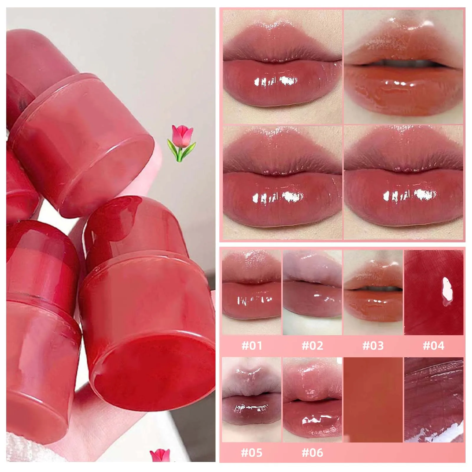 

Water Gloss Lip Glaze Liquid Lipstick Waterproof Mini Stamps Lip Tint Non-Stick Cup Lipgloss Lip Make Up Tool For Women Girls