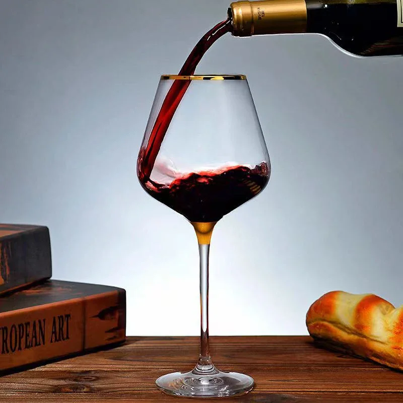 

European 660ml Luxury Gold Burgundy Glass Vintage Wine Glasses Wineglass Glasses for Champagne Goblet Glass Cup Set Cups Crystal
