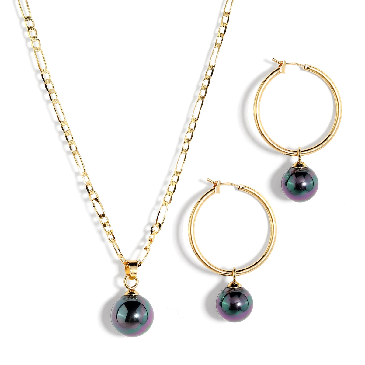 HawaiianMulticolorPearlsTribalEarringNecklaceJewelrySetsSamoan