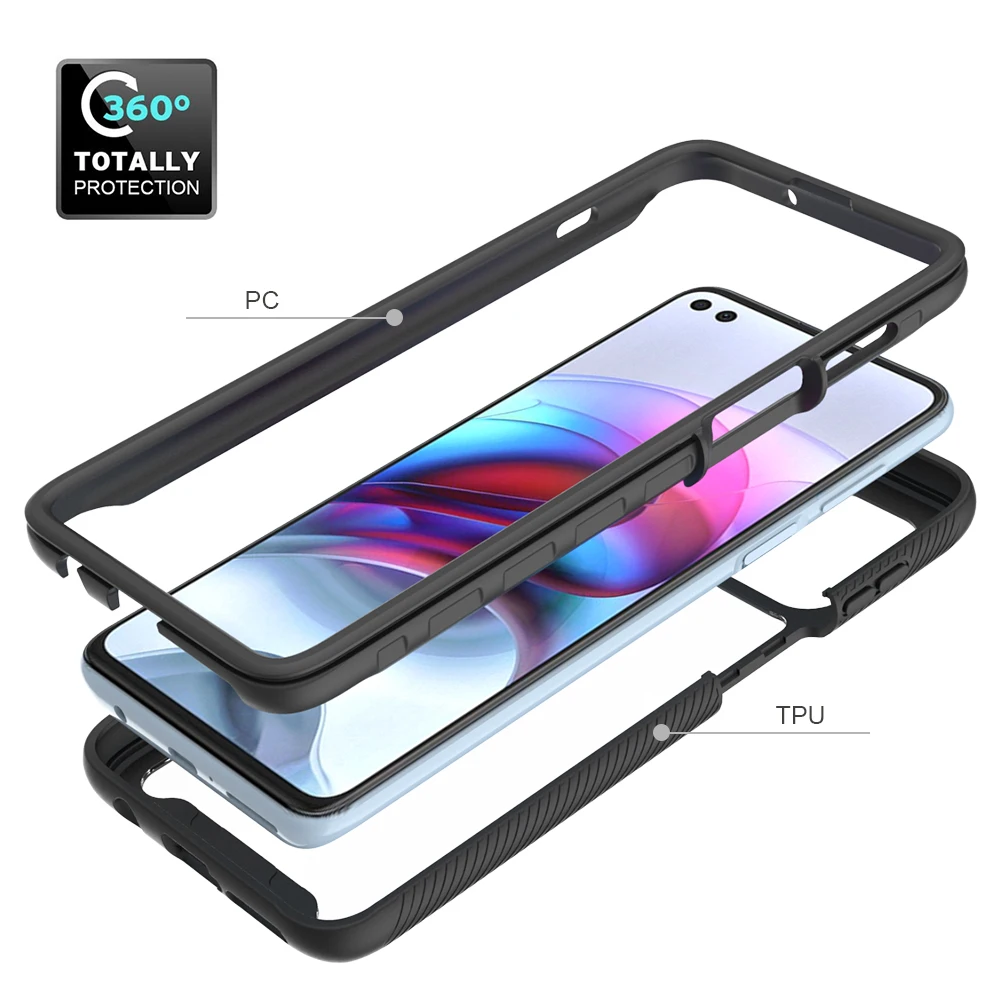 Hybrid Rugged Armor Shockproof Transparent Back Case with TPU Frame