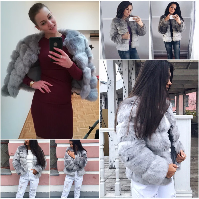 Rimocy Plus Size 4XL Faux Fur Coat Women 2021 Winter High Quality Thicken Warm Jackets Woman Long Sleeve Cropped Fur Coats Lady 5