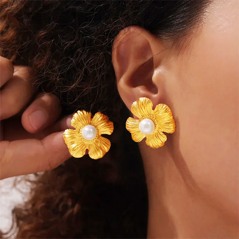 LUXUKISSKIDS French Vintage Stainless Steel Earrings Simple