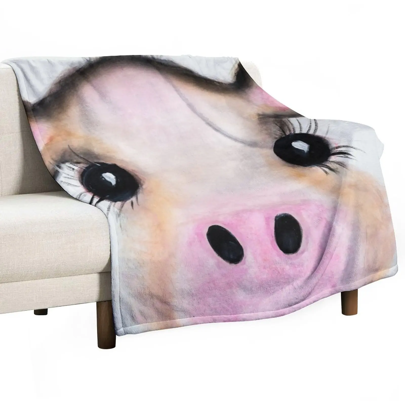 

Happy cow Throw Blanket Cute Plaid halloween Furrys Blankets