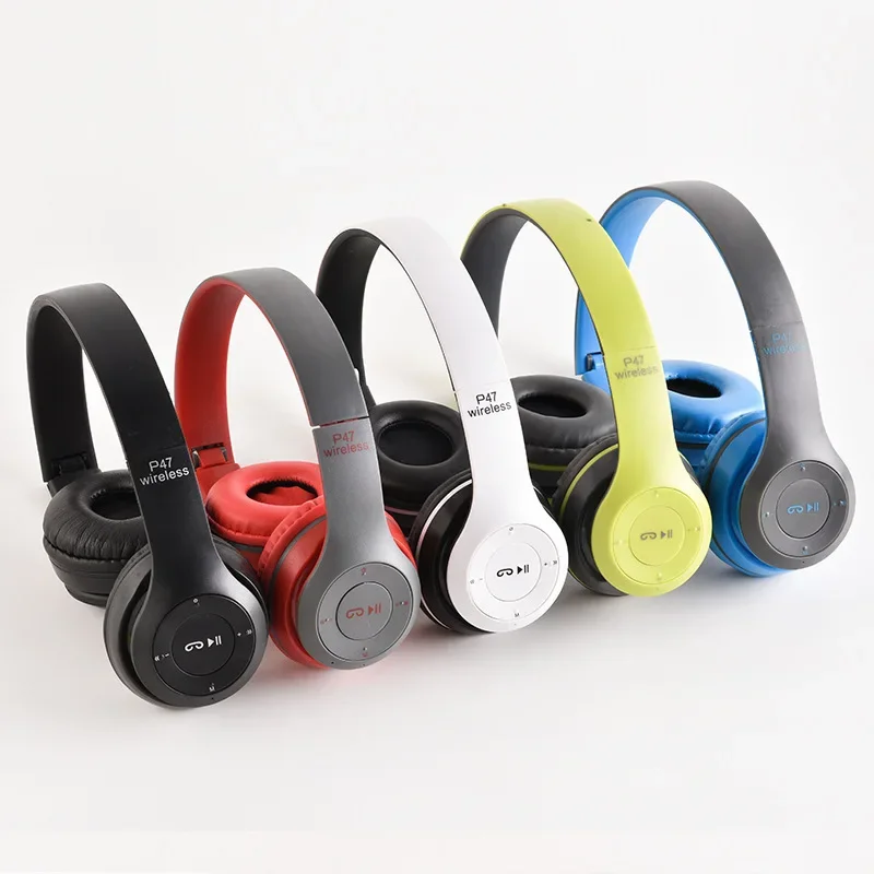 P47 Bluetooth 5.0 Wireless Headphone Foldable HIFI Stereo Bass Earphone Kid Helmet Gift With Mic USB Adaptor For iPhone Game 6