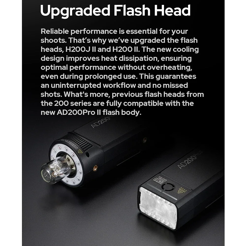 Godox AD200 pro II Flash 200Ws 1/8000 HSS 2980mAh Battery with 2.4G Wireiess X System Bi-color Modeling Lamp Flash Speedlight 4